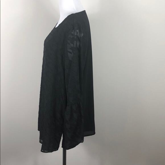 Chaus Sheer Top Back Black Top Blouse - Picture 2 of 5